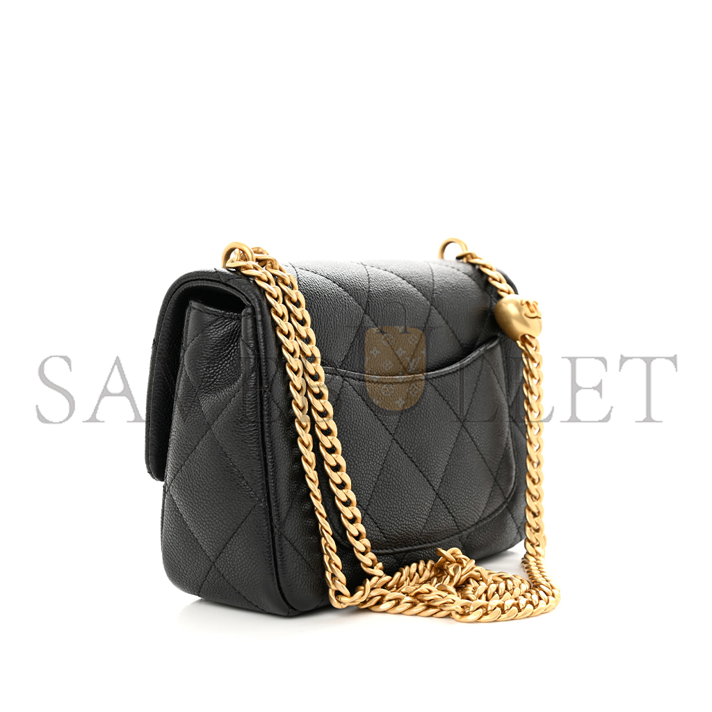 Ch*el caviar quilted mini sweetheart flap black (20*14*8cm)